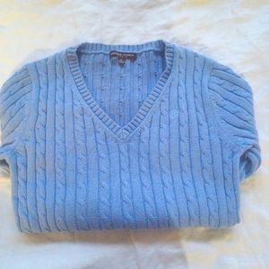 ADRIENNE VITTADINI PERIWINKLE CABLE KNIT VNACK COTTON SWEATER SIZE M